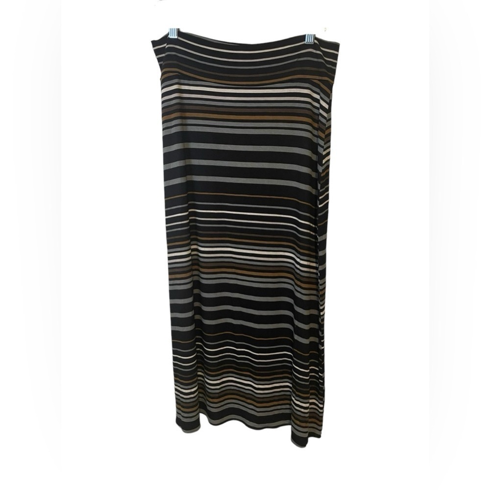 Salaam Women's Stripe Column Maxi Skirt Black Size Large Made In The USA